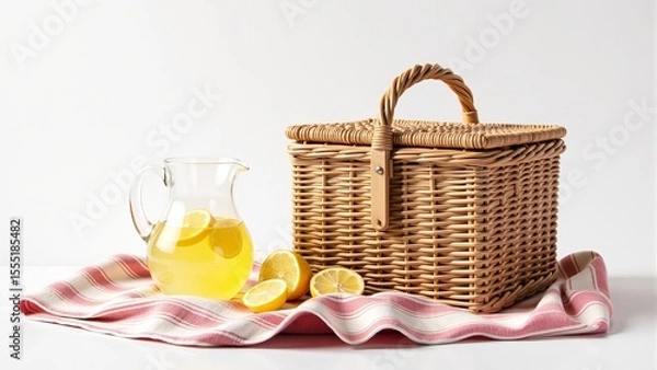 Obraz Picnic Basket with Fresh Lemonade