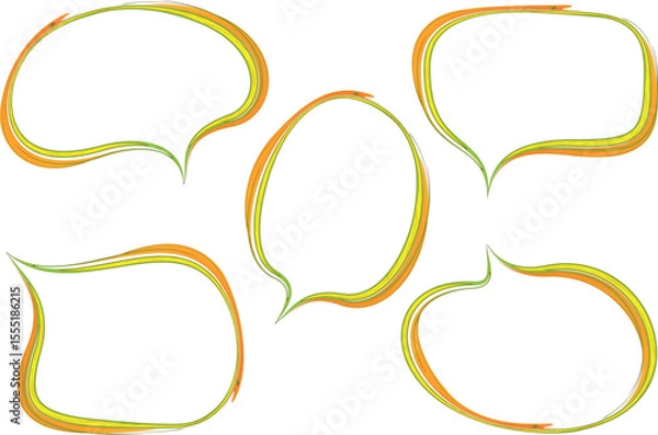 Fototapeta orange yellow colorful speech bubbles shapes set
