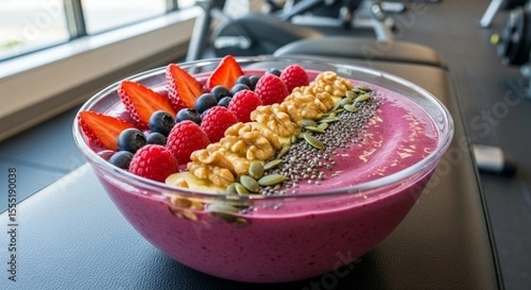 Obraz Smoothie Bowl with Berries Nuts and Seeds Healthy Breakfast or Snack