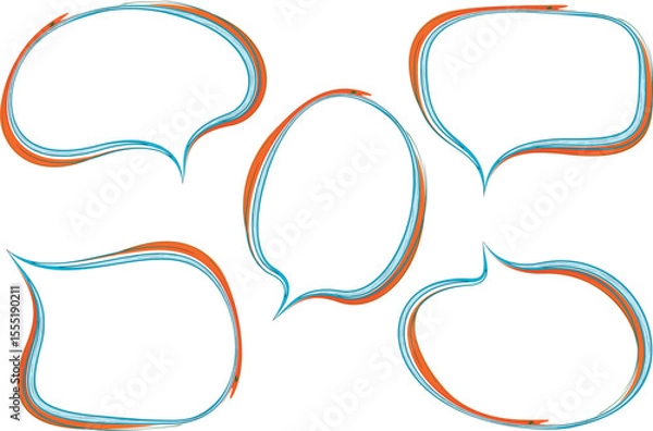 Fototapeta orange blue colorful speech bubbles shapes set