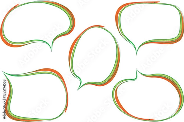 Fototapeta orange green colorful speech bubbles shapes set