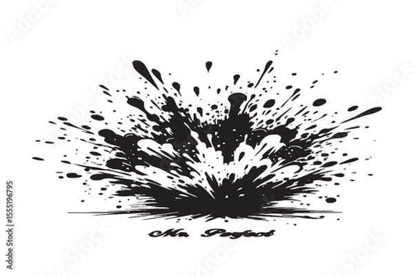Fototapeta Dynamic Black Ink Explosion Splatter on White Background