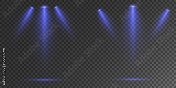 Obraz Realistic White Spotlight Beam on Transparent Background