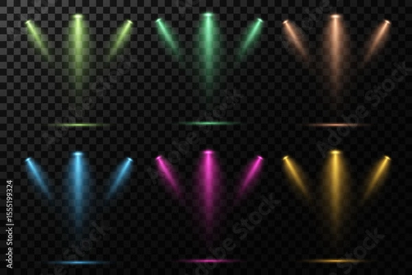 Obraz Realistic White Spotlight Beam on Transparent Background