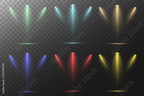 Obraz Realistic White Spotlight Beam on Transparent Background