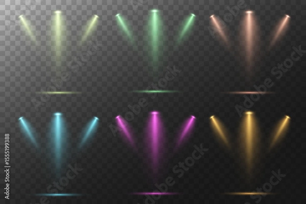Obraz Realistic White Spotlight Beam on Transparent Background