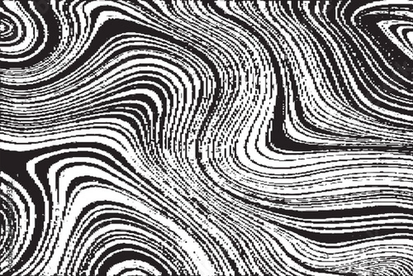 Fototapeta Dynamic Black and White Abstract Wavy Liquid Marble Pattern