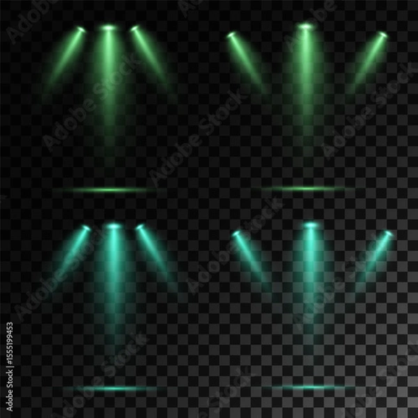 Obraz Realistic White Spotlight Beam on Transparent Background
