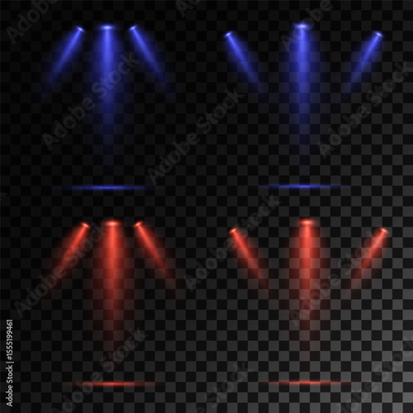 Obraz Realistic White Spotlight Beam on Transparent Background
