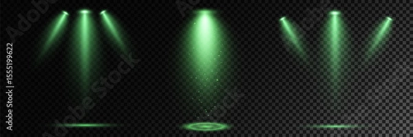 Obraz Realistic White Spotlight Beam on Transparent Background
