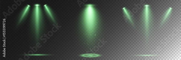 Obraz Realistic White Spotlight Beam on Transparent Background