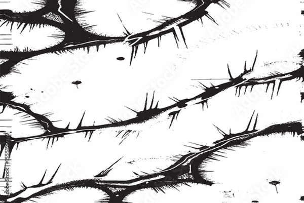 Fototapeta Abstract Black Spiked Ink Splatter Grunge Pattern