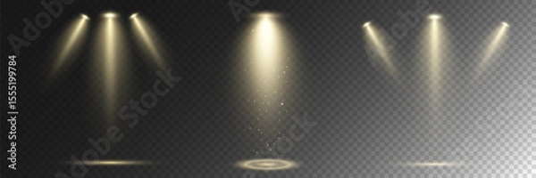 Obraz Realistic White Spotlight Beam on Transparent Background