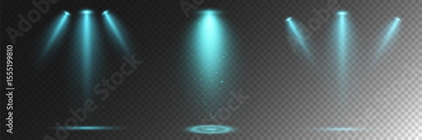 Obraz Realistic White Spotlight Beam on Transparent Background