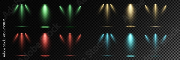 Obraz Realistic White Spotlight Beam on Transparent Background