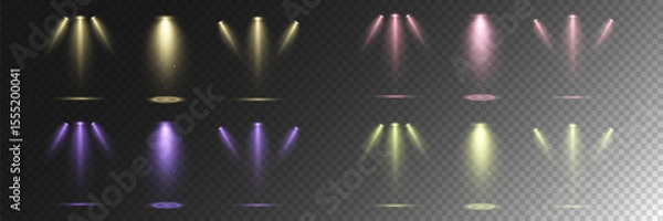 Obraz Realistic White Spotlight Beam on Transparent Background