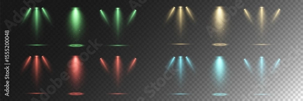 Obraz Realistic White Spotlight Beam on Transparent Background