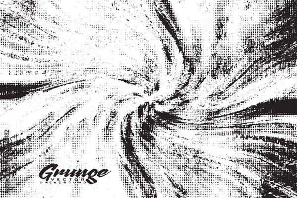 Fototapeta Dynamic Black and White Halftone Grunge Swirl Background