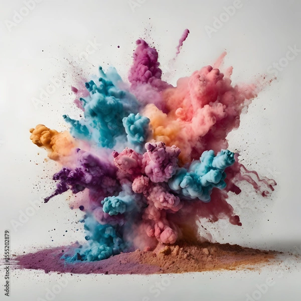 Obraz  Color Powder Explosion on White Background
