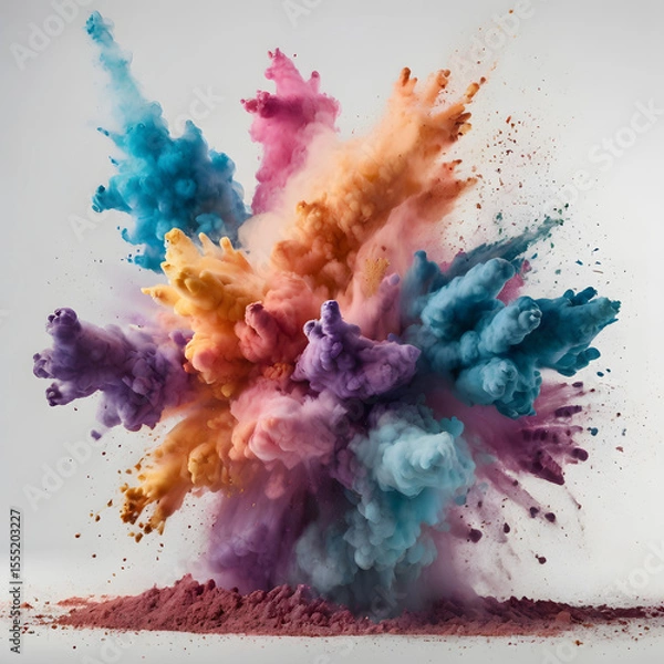 Obraz  Color Powder Explosion on White Background