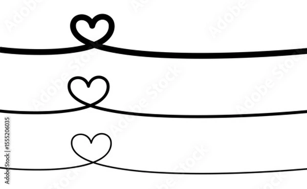 Fototapeta Heart shape. Continuous linear art doodle drawing vector illustration. Love one line symbol.