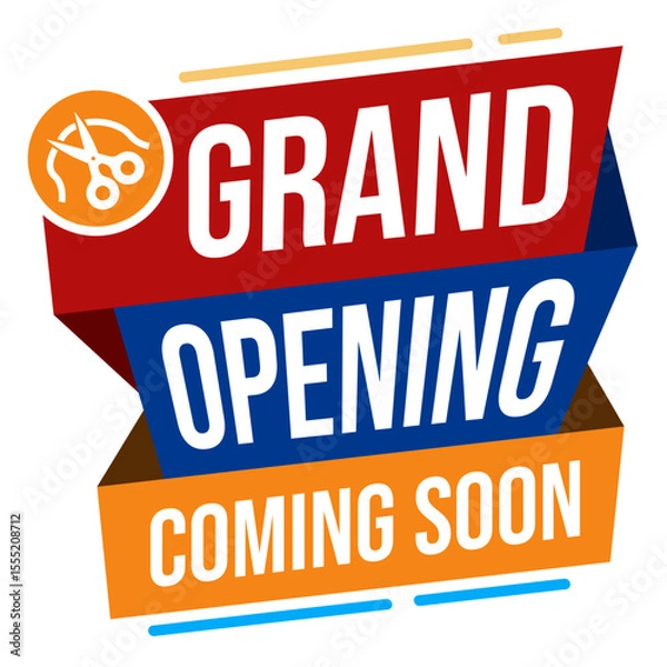 Obraz Grand opening promotional labels with modern ribbon design