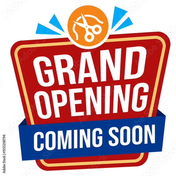 Obraz Grand opening promotional labels with modern ribbon design
