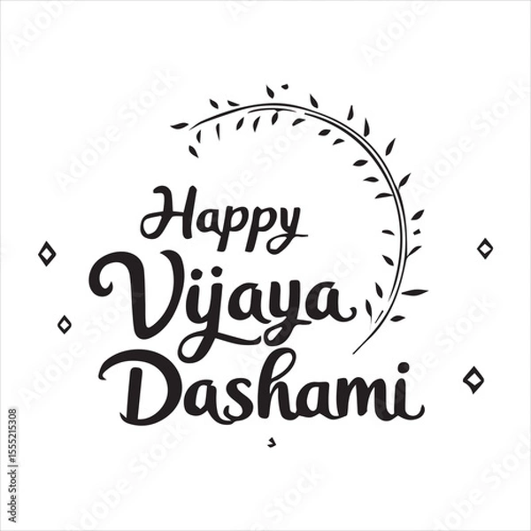 Fototapeta Happy Vijaya Dashami Calligraphy Design,Elegant Vijaya Dashami Typography Vector,Handwritten Happy Vijaya Dashami Greeting,Black and White Vijaya Dashami Lettering Art,Festive Vijaya Dashami Text