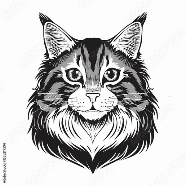 Fototapeta Norwegian Forest Cat Vector Image isolated on white background.