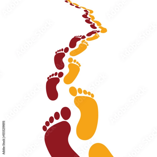 Obraz Colorful footprints marking a path of exploration, adventure theme