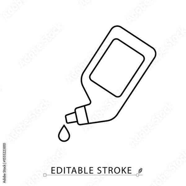Obraz A toilet cleaner bottle icon in minimalist style with editable stroke. Cleaning liquid, sanitation product, bathroom detergent, hygiene tool, household chemical, outline object
