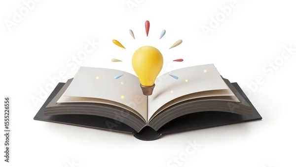 Fototapeta Bright Yellow Lightbulb Idea Concept Illustration 3D Render for Creativity Innovation and Solutions