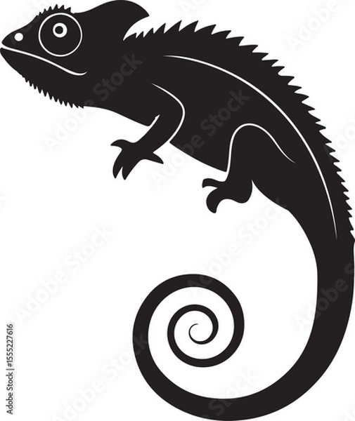 Fototapeta Chameleon silhouette vector design with white background