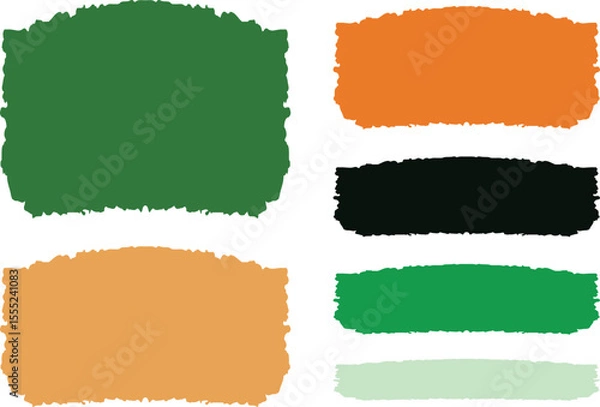 Fototapeta green orange colors abstract geometric brush strokes set