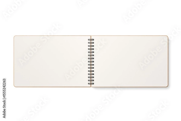Fototapeta Spiral bound notebook mockup template with Kraft Paper cover isolated on a transparent background, PNG. High resolution.