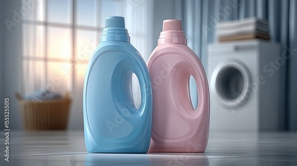 Fototapeta Laundry Detergent Bottles on Table