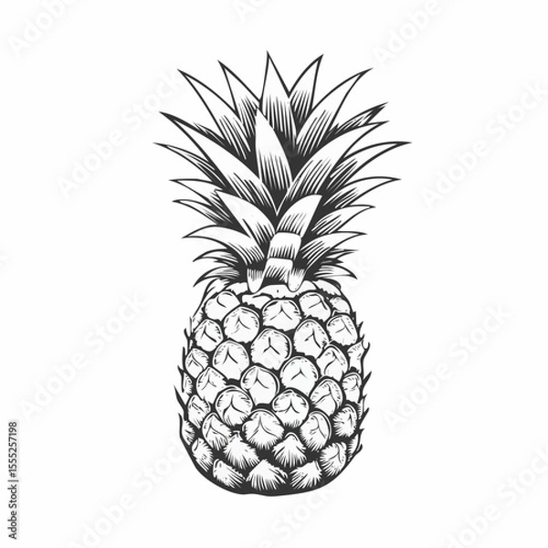 Obraz Ripe pineapple is tropical fruit image vector isolated on white background.