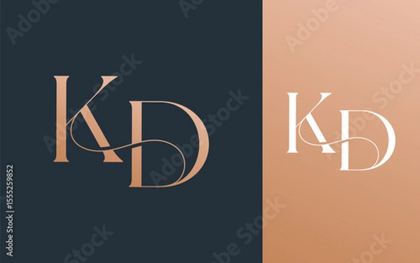 Obraz Initial letter KD DK logo design vector illustration for couple, wedding, and business