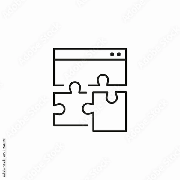 Fototapeta browser puzzle extension icon sign vector