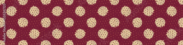 Fototapeta Polka dot blockprint seamless vector border. Neutral unisex whimsical style for washi tape, edging and handmade print texture. spotty vintage Ribbon. 