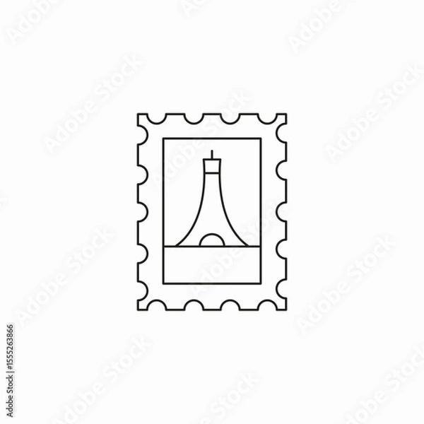 Fototapeta eiffel tower stamp icon sign vector