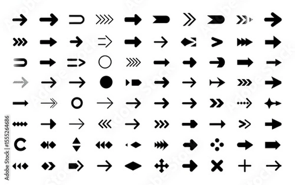 Obraz Black directional icons showcase a diverse collection of arrow symbols, great for graphic design and wayfinding projects.