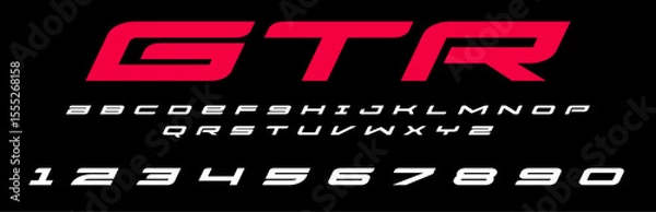 Fototapeta GTR Racing lettering vector graphic apparel clothing prints eps svg png. Typography Fonts graphics designs posters stickers. Download it Now in high resolution format and print it in any size