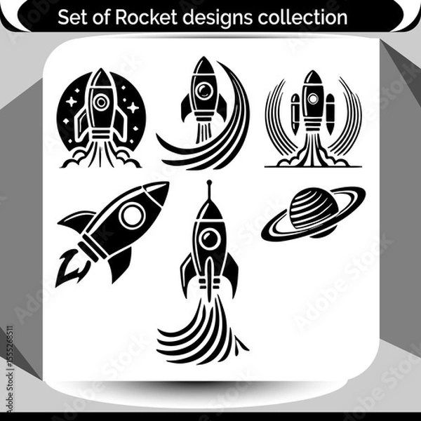 Fototapeta Rockets for startup launches are depicted in this graphic, ideal for technology companies or space exploration branding.