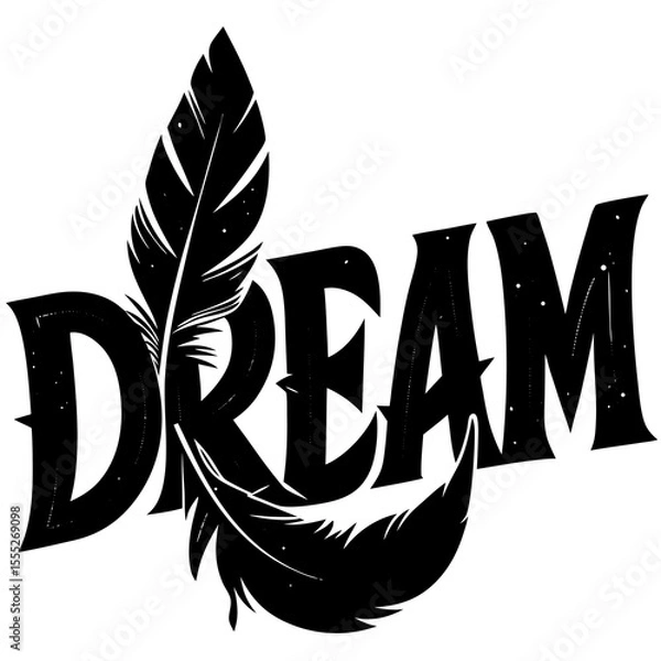Obraz vector illustration word dream with white background and feather