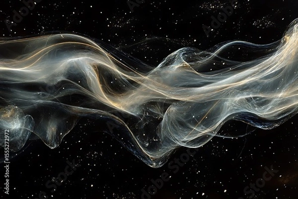 Obraz Ethereal wisps of glowing cosmic gas and dust swirl across a starry night sky