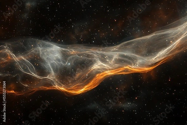 Obraz Vibrant orange and white cosmic nebula with countless sparkling stars in deep space