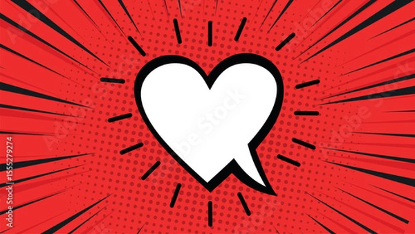 Fototapeta Red comic heart speech background