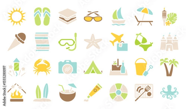 Obraz A set of summer themed icons
