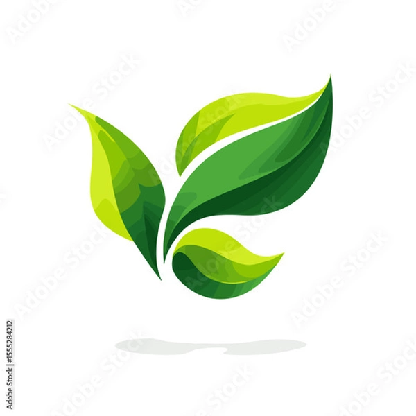 Fototapeta Smooth and minimal leaf logo representing nature and renewal.